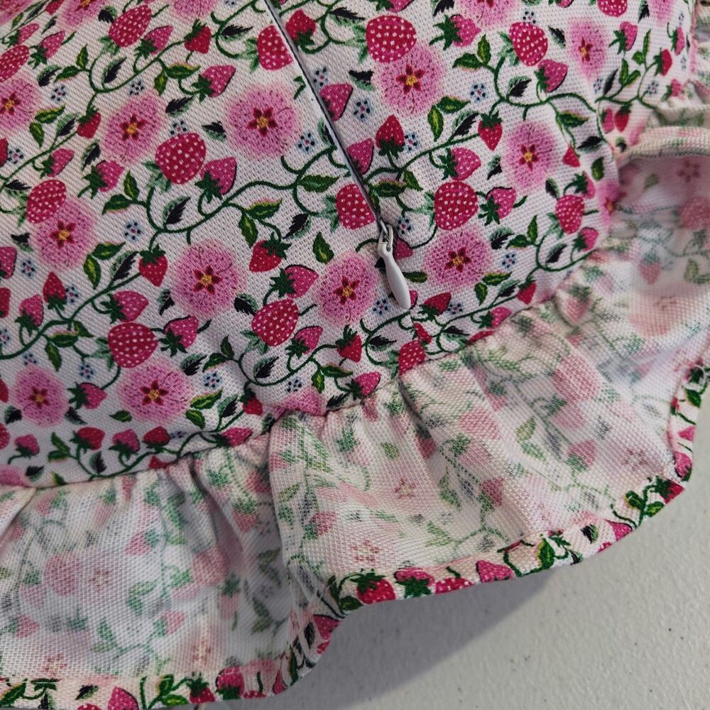 NEW Cath Kidston Strawberry Heart Pillow Ruffle Cotton Cover Toss Throw NWT Pink - Picture 5 of 11